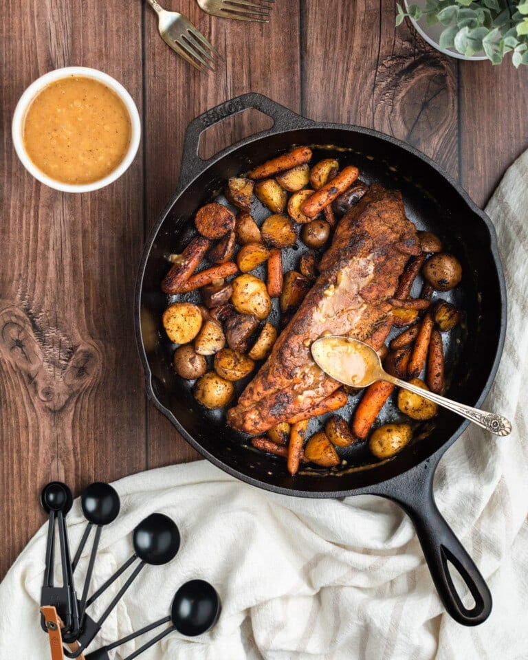 Cast Iron Pork Tenderloin Medallions with Potatoes and Gravy » the