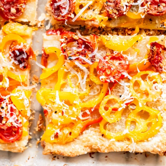 Cherry Tomato and Sweet Pepper Snack Tart » the practical kitchen
