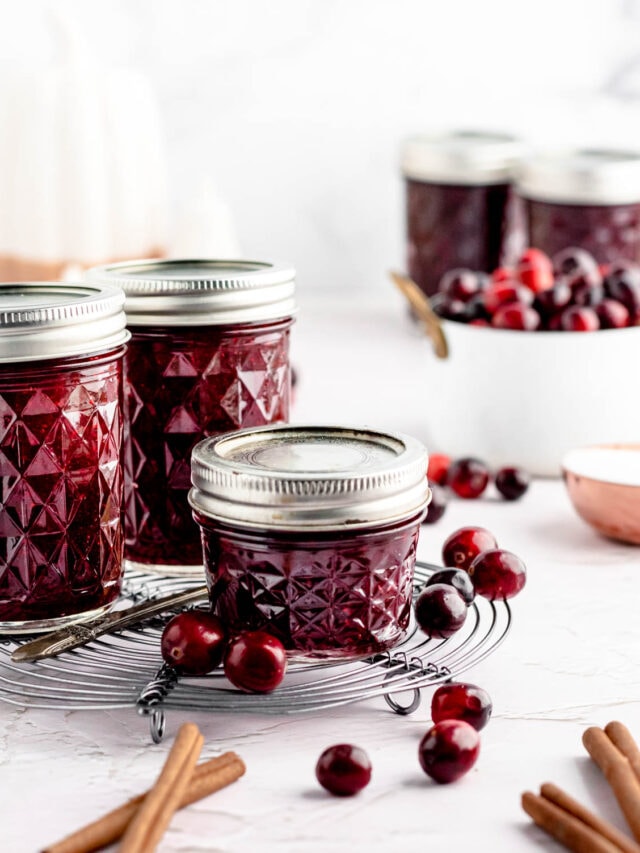 jars of spiced cranberry jam.