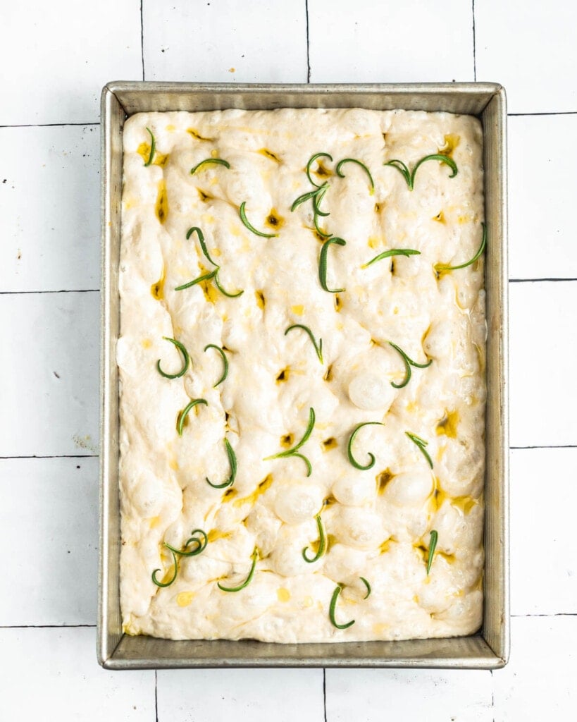 Crispy Sheet Pan Focaccia with Rosemary - Elle & Pear