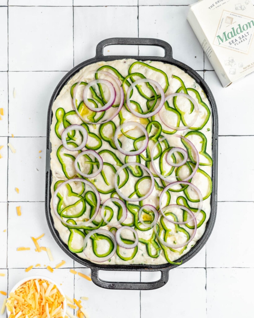 Onion and Pepper Focaccia No Knead! » the practical kitchen