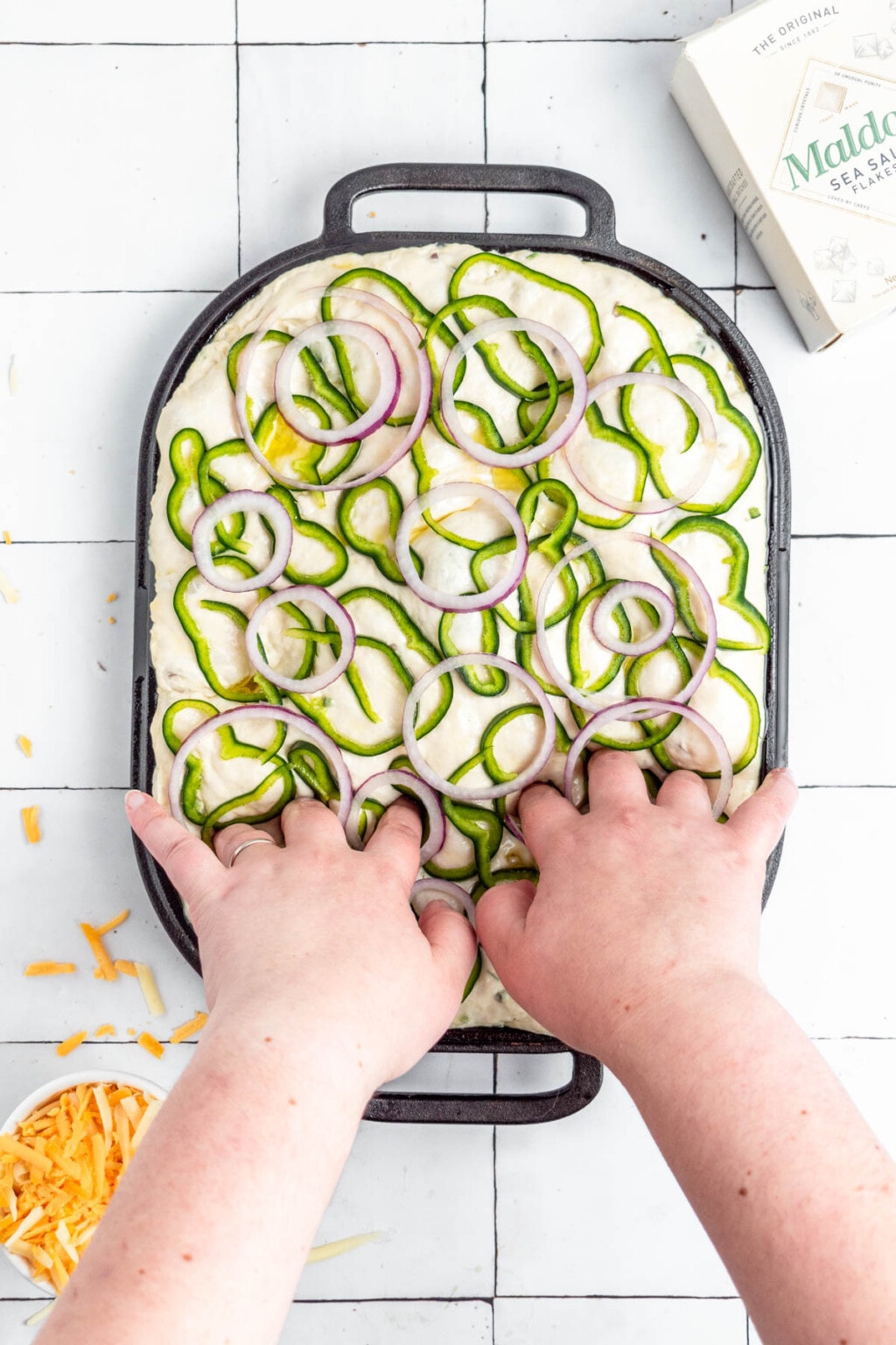 Onion and Pepper Focaccia No Knead! » the practical kitchen