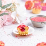 cross section of a cranberry orange mini muffin