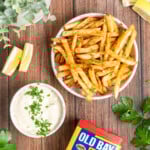 old bay fries with horseradish aioli
