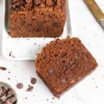 a slice of double chocolate banana bread.