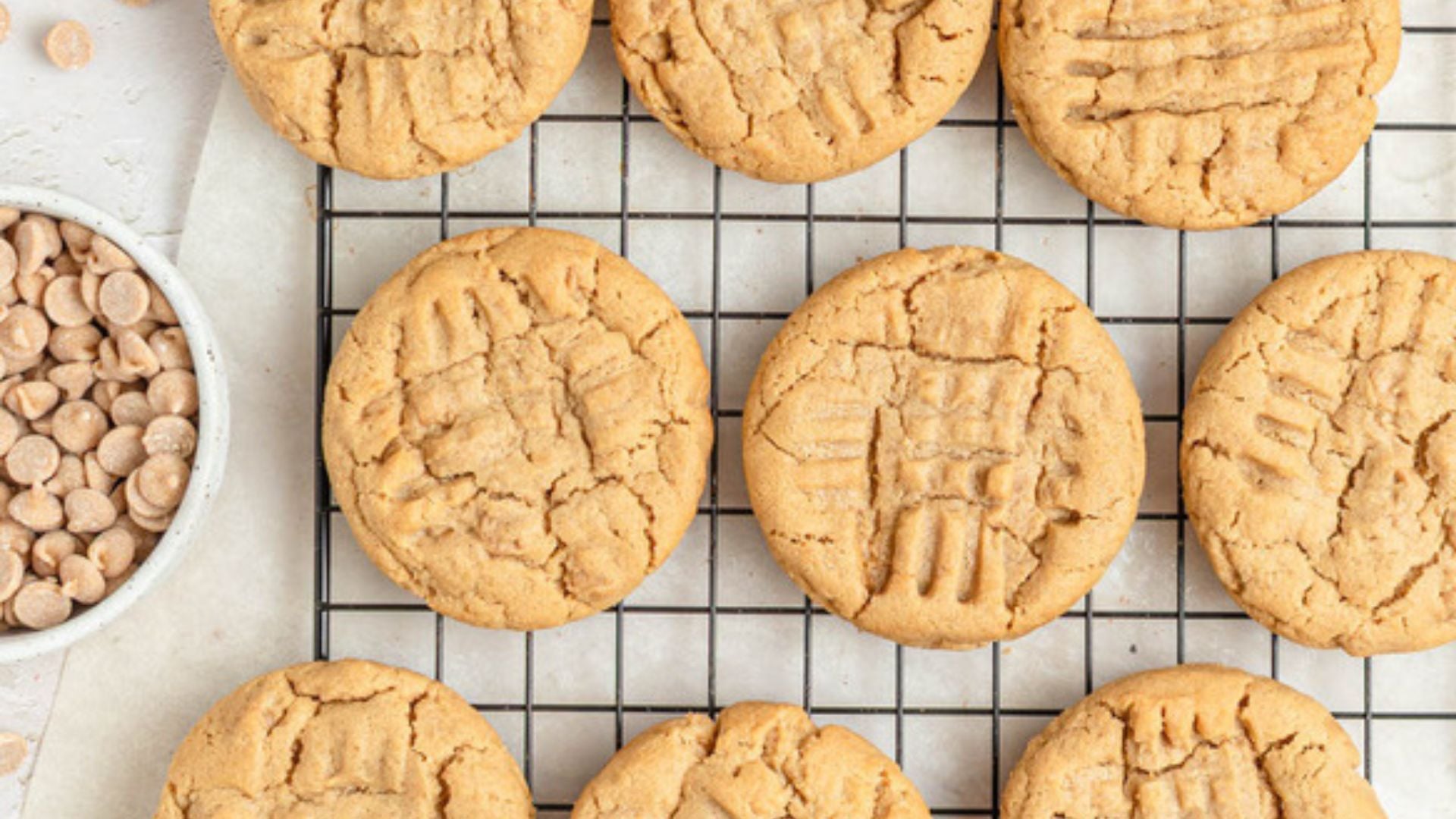 Chewy Peanut Butter Cookies with Peanut Butter Chips